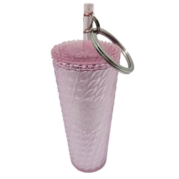 Starbucks 2024 Spring Pink Chain Link Soft Touch Cold Cup Tumbler Keychain - Picture 5 of 6
